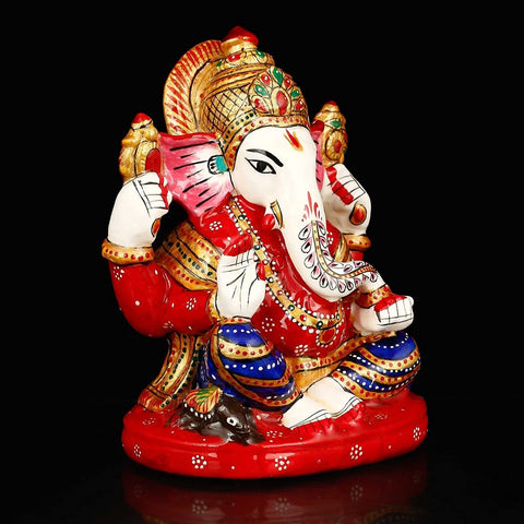 God Ganesha Blessing Statue With Meenakari Painted Work