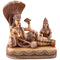 Handmade Wood Vishnu & Lakshmi With Five Hood Snake Statue