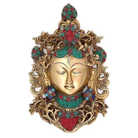 Brass Multicolored Tara Buddha Wall Hanging Showpiece Btw103