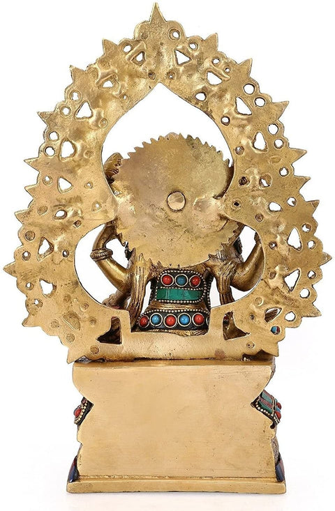 Lakshmi Ji Statue Sitting on Singhasan Decorative Showpiece