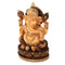 Hand Carved Painted Ganesha Wooden Idol in Sitting Position