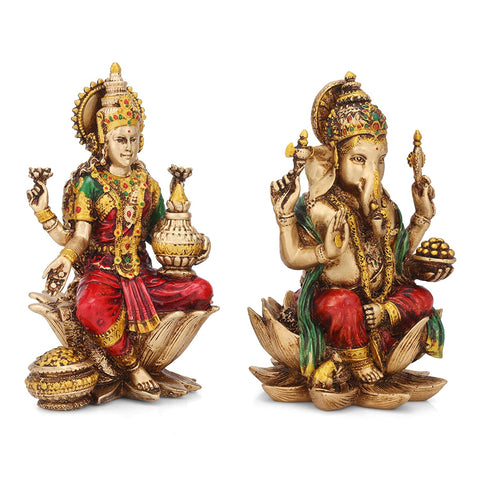 Porcelain Handmade Goddess Laxmi Lord Ganesha Idol