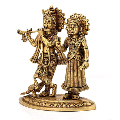Standing Radha Krishna Brass Idol Murti Statue