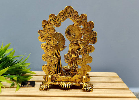 Brass Radha Krishna Idol Murti with Diya Showpiece 