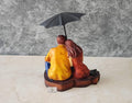 Miniatures Romantic Couple Under Umbrella Statue Showpiece