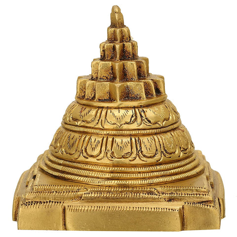 Brass Lakshmi Meru Shriparni Yantra Pyramid Statue