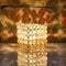 Metal Golden Crystal Lantern Tealight Candle Holder Stand Showpiece 