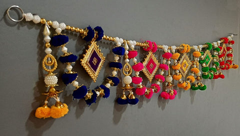 Colorful Pompom with Beads Bandarwal 