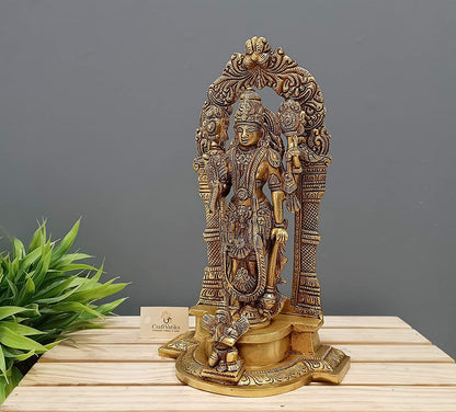 Standing Vishnu Brass Idol Murti Statue 