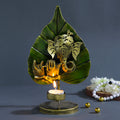 Metal Paan Shape Ganesha Tealight Candle Holder