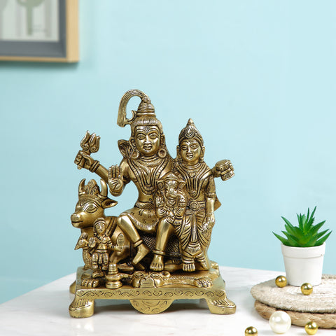 Shiva Parvati Family With Nandi Brass Statue