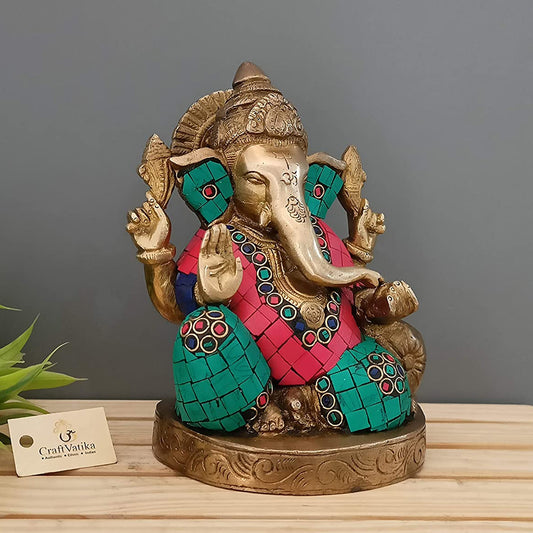 Lord Ganesha Blessing Brass Idol