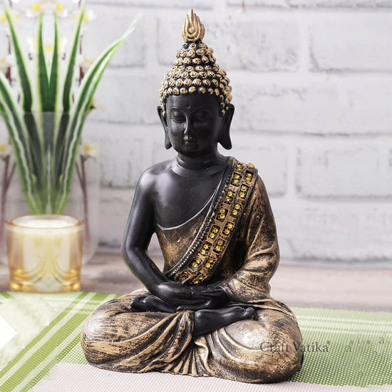 Meditating Buddha Brass Statue - Spiritual Decor Showpiece