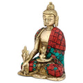 Brass Medicine Lord Buddha Idol Showpiece With Sacred Kalash