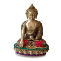 Sitting Brass Buddha Idol Sacred Kalash Statue
