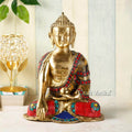 Buddha Statue of Brass with Sacred Kalash Temple Idol