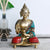 Fengshui Buddha Idol Brass Statue with Colorful Stone Work 