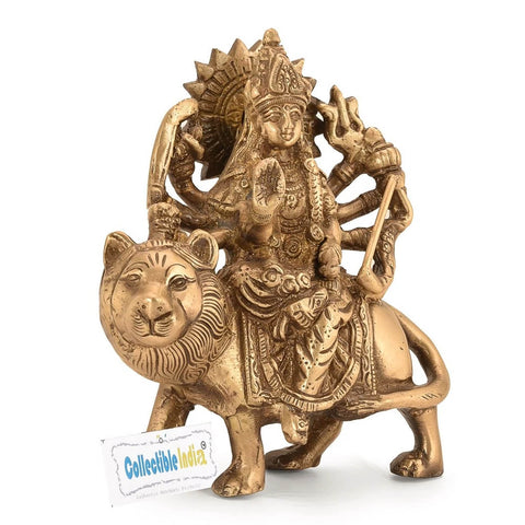 Brass Durga Ma Idol on Lion Showpiece