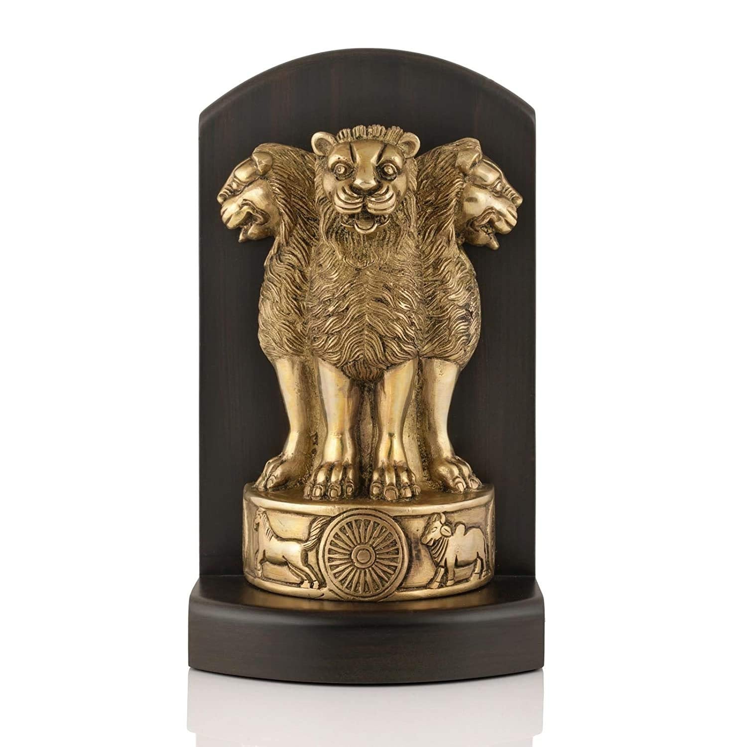 Buy Online Brass & Wooden Ashok Chakra Pillar Desk Showpiece– CraftVatika