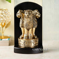 Brass & Wooden Ashok Chakra Pillar Desk Showpiece