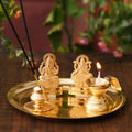 Metal Lakshmi Ganesh Puja Thali with incense holder