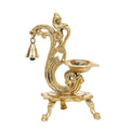 Brass Diya Decorative Peacock Design deepak with Bells-