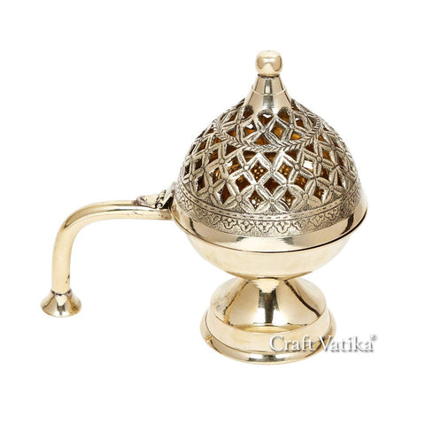 Brass Dhoop Dani Loban With Handle Incense Holder Dfbs233
