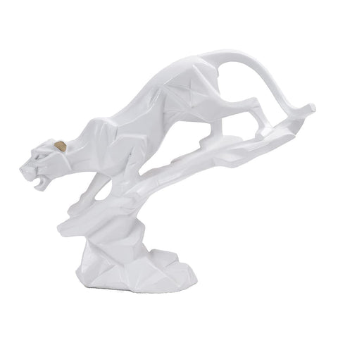 Ceramic White Panther Showpiece for Home Decor