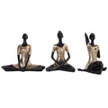 Yoga Posture of Ladies Resin Decorative Statue ( Set of 3 )