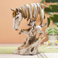 Victory Horse Statue With Horse Rider Polyesin Showpiece
