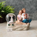 Resin Miniature Couple Statue with Crystal Ball Showpiece 