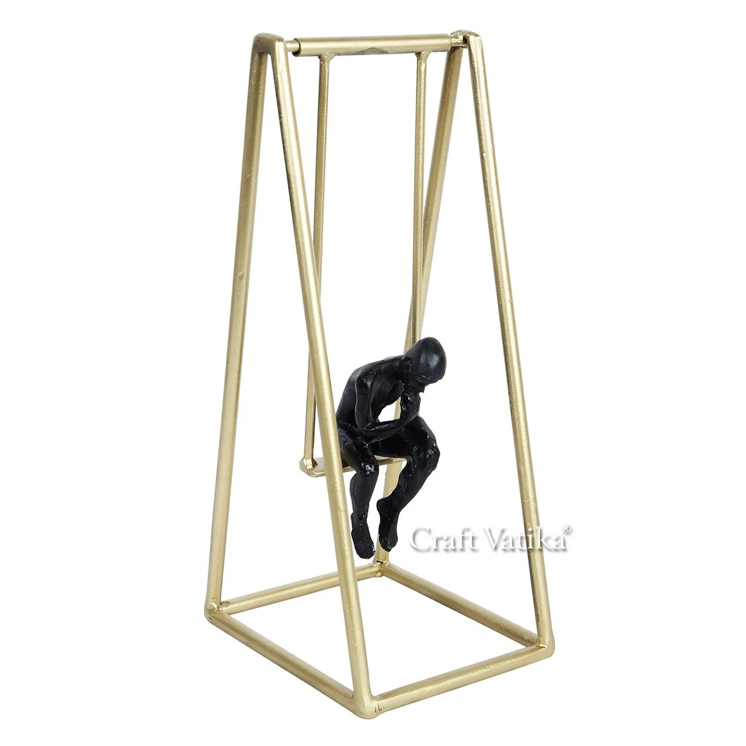 Thinker Man On Swing Statue Tabletop Metal Showpiece