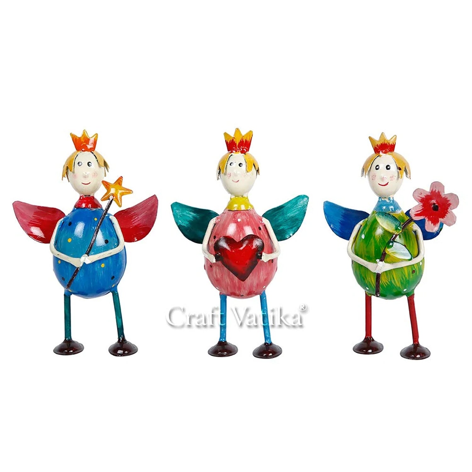 Iron Decorative Angel Statue (Set Of 3) 