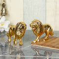 Handmade Metal Lion Decorative Showpiece Golden,