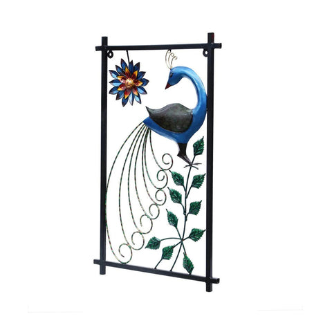 Metal Peacock On Leaves Mounted Wall Hanging Showpiece Dfmw318