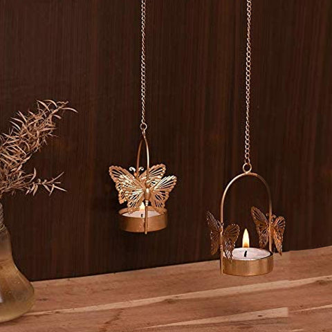 Metal Butterfly Hanging Tea Light Candle Holders Stand