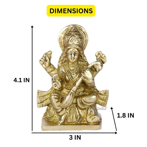 Goddess Saraswati Brass Statue For Puja Sbs106