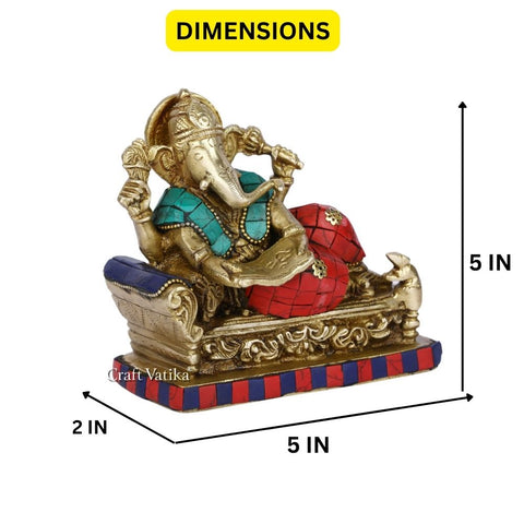 Ganesha Idol Reading Ramayana In Lying Sculpture Statue Gts185