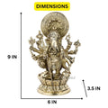 Kan Drishti Ashtabhuja-Dhari Ganesha Brass Idol In Standing Position Statue Gbs238