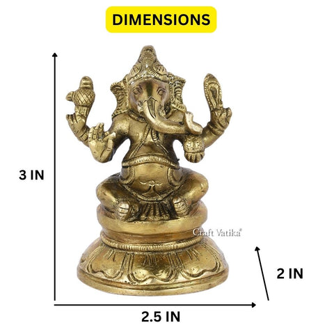 Brass Blessing Ganesh Ji On Round Base Idol Murti Gbs190