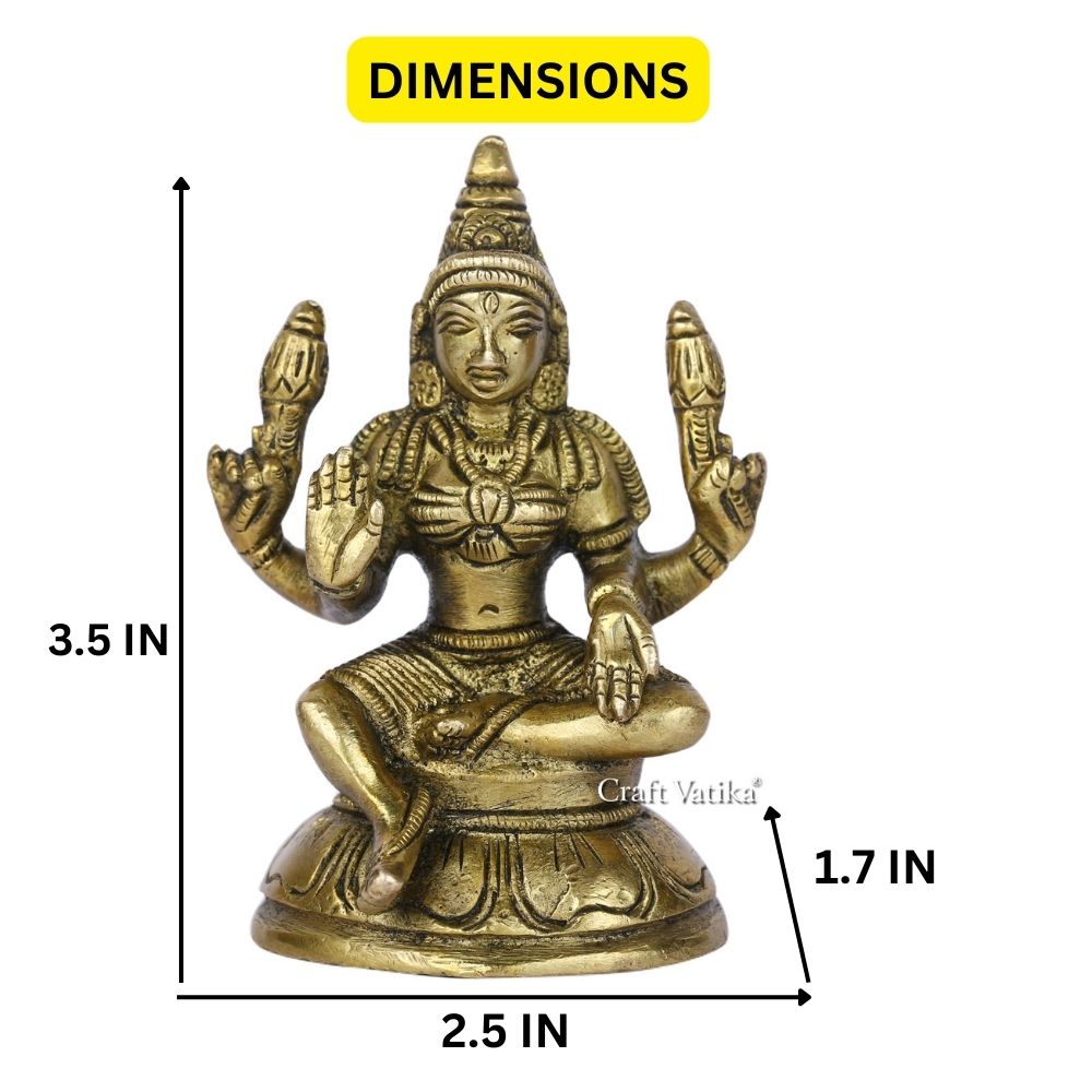 Brass Blessing Laxmi Idol Sitting On Round Base Statue Lbs106
