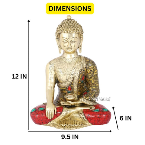 Brass Big Buddha Statue Life Sign Earth Touching Sitting Idol Bhumisparsha Buddhism-Bts218