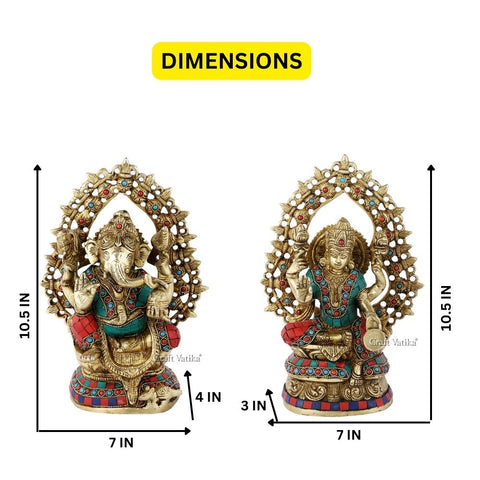 Pair Of God-Goddess Lakshmi Ganesha Ring Turquoise Statue Lgbs143