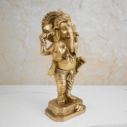 Lord Ganesha Standing Position Brass Idol 