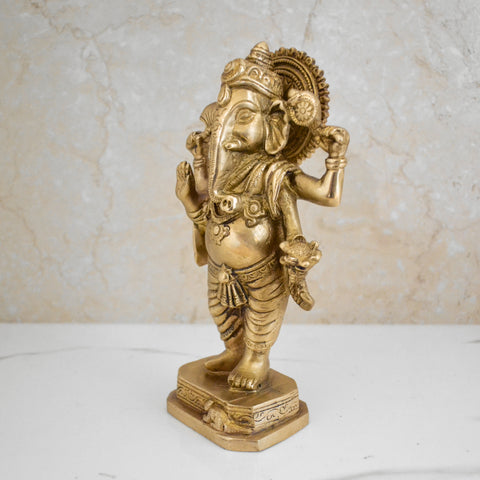 Lord Ganesha Standing Position Brass Idol 