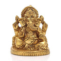 Brass Sitting Ganesh on Round Base Idol Statue