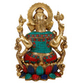 Large Lotus Sitting Ganesh Brass Idol