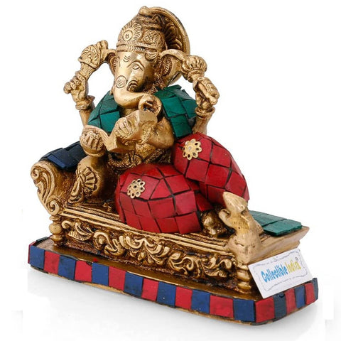 Ganesha idol Reading Ramayana in Lying Sculpture Statue