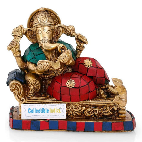 Ganesha idol Reading Ramayana in Lying Sculpture Statue