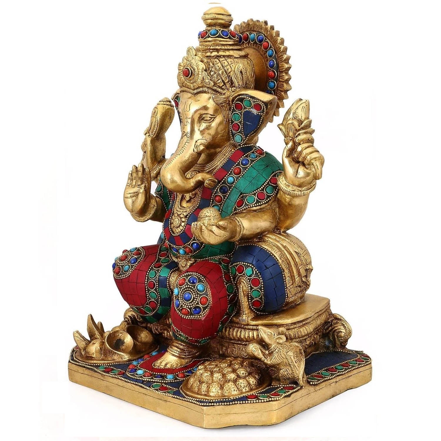 Shop Online Large Lord Ganesh Idol Handcarved Colorful Statue– Craftvatika